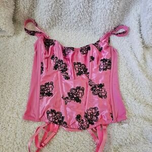 Fredericks of Hollywood Vintage  Pink and‎ Black Corset sz 36